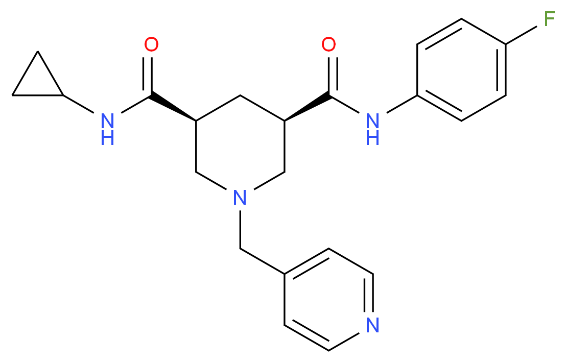 (3S,5R)-N-cyclopropyl-N'-(4-fluorophenyl)-1-(4-pyridinylmethyl)-3,5-piperidinedicarboxamide_Molecular_structure_CAS_)
