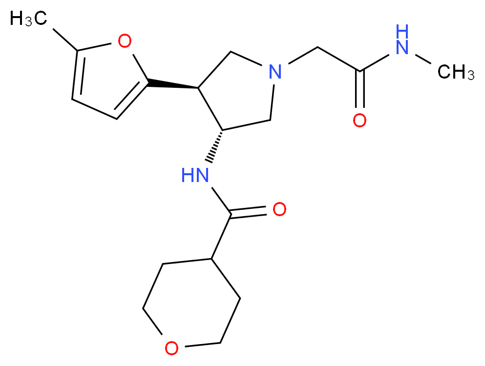 N-[(3R*,4S*)-1-[2-(methylamino)-2-oxoethyl]-4-(5-methyl-2-furyl)-3-pyrrolidinyl]tetrahydro-2H-pyran-4-carboxamide_Molecular_structure_CAS_)