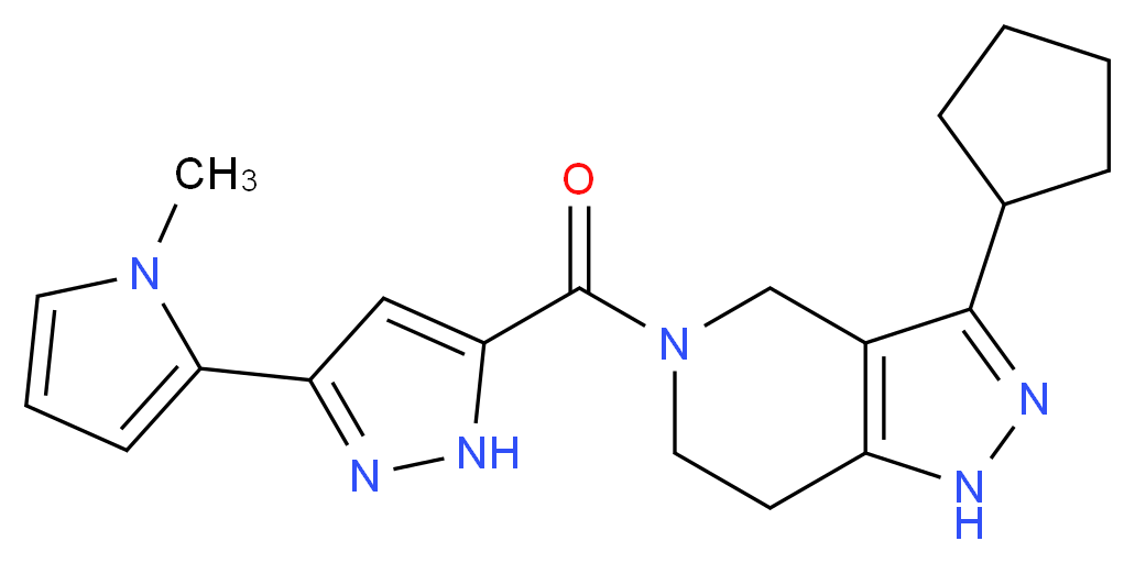 3-cyclopentyl-5-{[3-(1-methyl-1H-pyrrol-2-yl)-1H-pyrazol-5-yl]carbonyl}-4,5,6,7-tetrahydro-1H-pyrazolo[4,3-c]pyridine_Molecular_structure_CAS_)