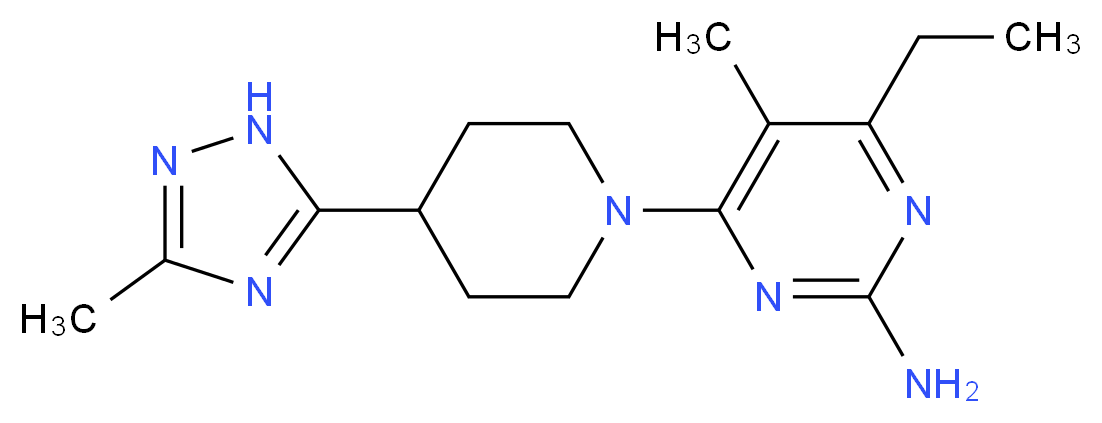 4-ethyl-5-methyl-6-[4-(3-methyl-1H-1,2,4-triazol-5-yl)piperidin-1-yl]pyrimidin-2-amine_Molecular_structure_CAS_)