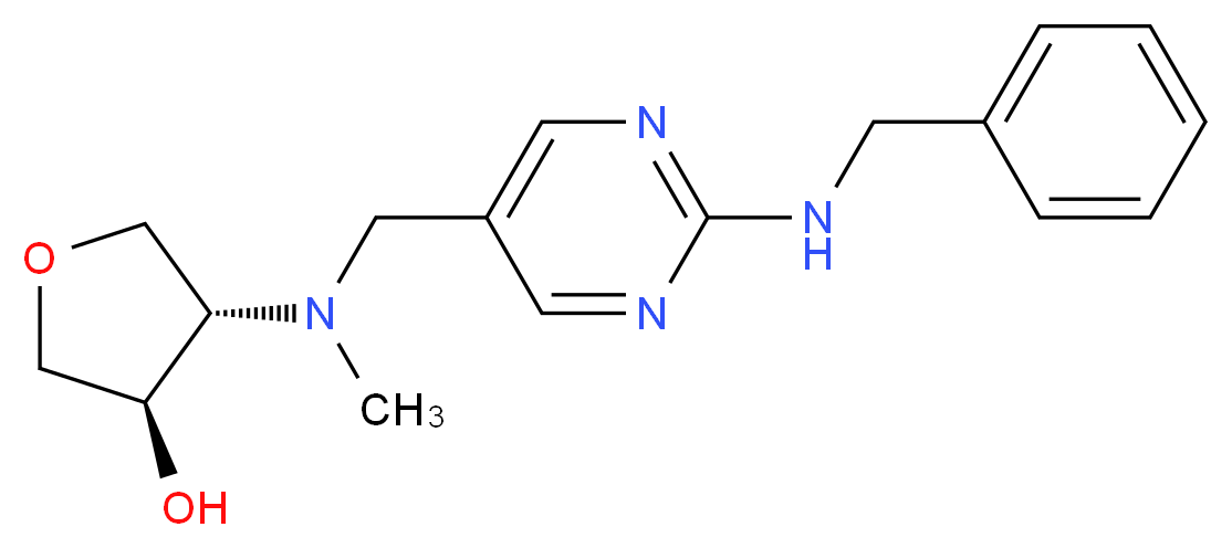 (3R*,4S*)-4-[{[2-(benzylamino)pyrimidin-5-yl]methyl}(methyl)amino]tetrahydrofuran-3-ol_Molecular_structure_CAS_)