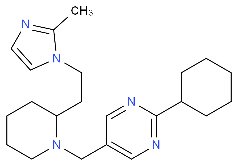 2-cyclohexyl-5-({2-[2-(2-methyl-1H-imidazol-1-yl)ethyl]-1-piperidinyl}methyl)pyrimidine_Molecular_structure_CAS_)