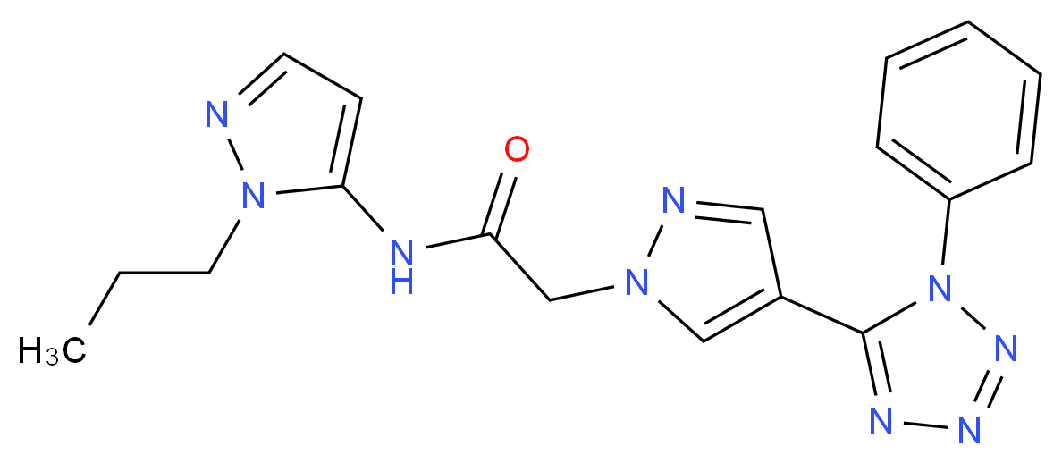 2-[4-(1-phenyl-1H-tetrazol-5-yl)-1H-pyrazol-1-yl]-N-(1-propyl-1H-pyrazol-5-yl)acetamide_Molecular_structure_CAS_)