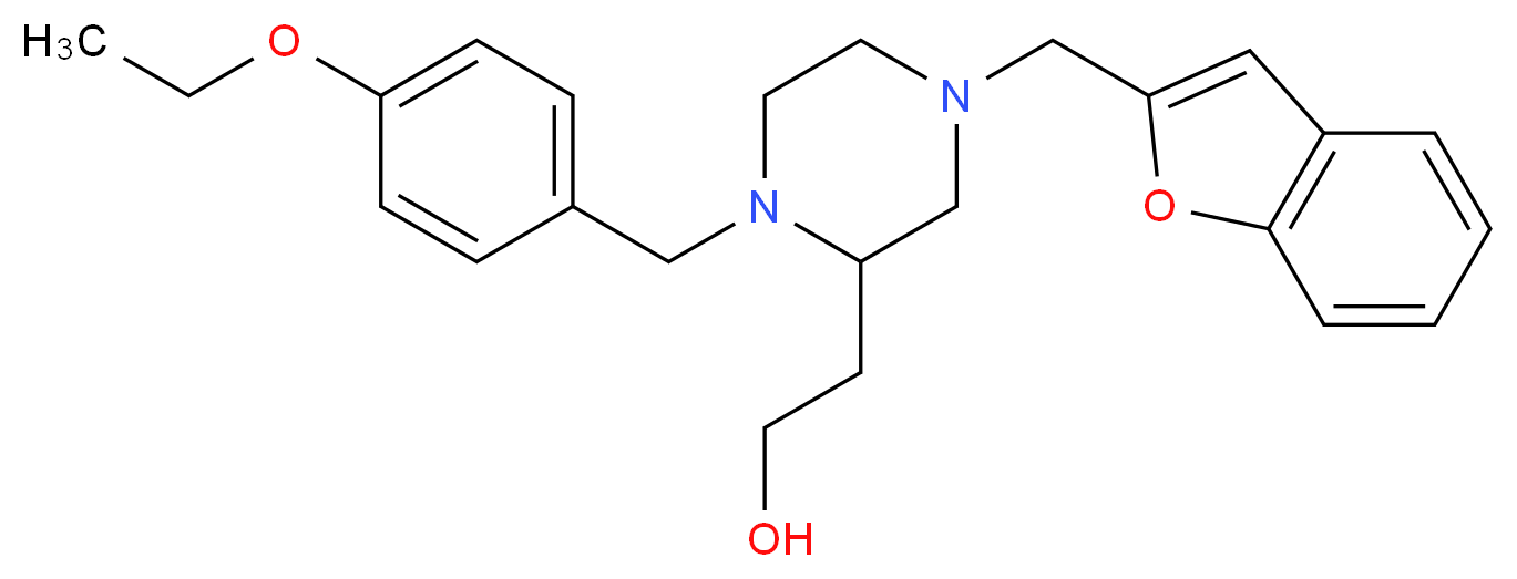 2-[4-(1-benzofuran-2-ylmethyl)-1-(4-ethoxybenzyl)-2-piperazinyl]ethanol_Molecular_structure_CAS_)