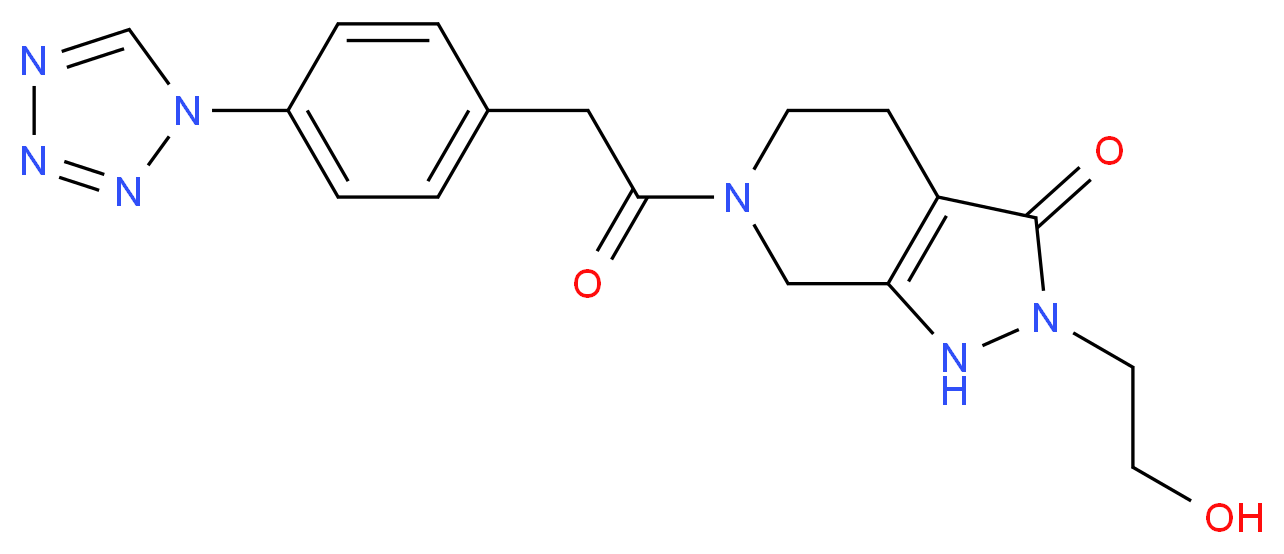 2-(2-hydroxyethyl)-6-{[4-(1H-tetrazol-1-yl)phenyl]acetyl}-1,2,4,5,6,7-hexahydro-3H-pyrazolo[3,4-c]pyridin-3-one_Molecular_structure_CAS_)