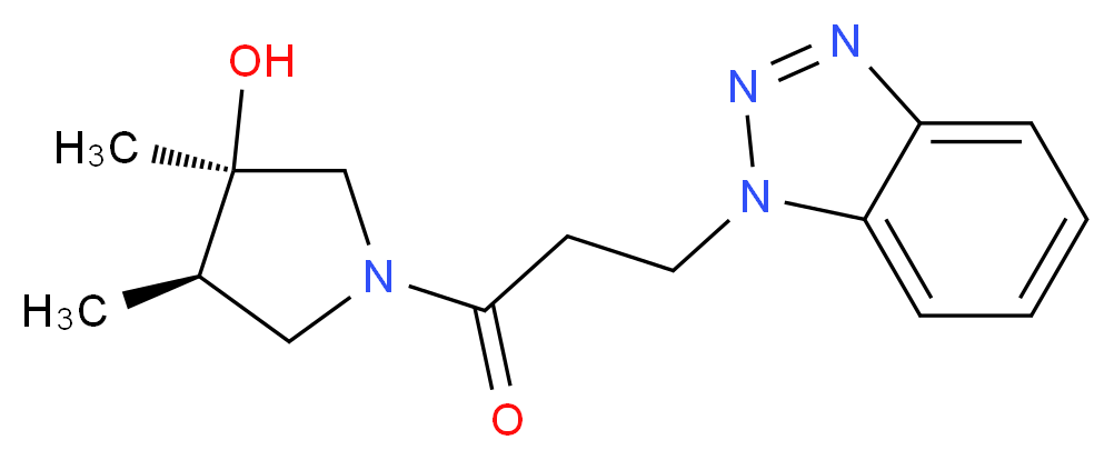 (3R*,4R*)-1-[3-(1H-1,2,3-benzotriazol-1-yl)propanoyl]-3,4-dimethylpyrrolidin-3-ol_Molecular_structure_CAS_)