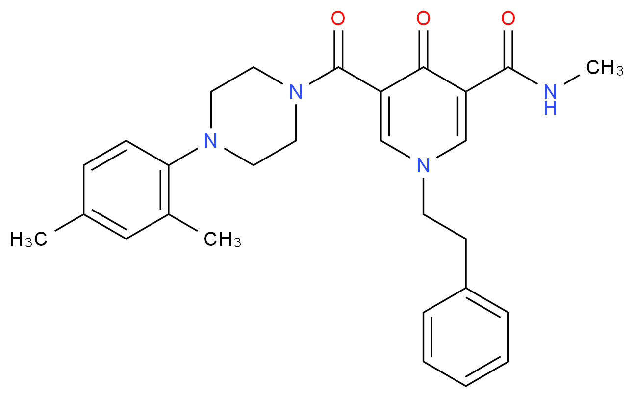5-{[4-(2,4-dimethylphenyl)-1-piperazinyl]carbonyl}-N-methyl-4-oxo-1-(2-phenylethyl)-1,4-dihydro-3-pyridinecarboxamide_Molecular_structure_CAS_)