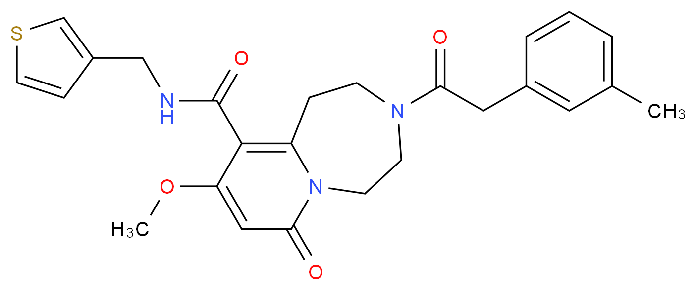 9-methoxy-3-[(3-methylphenyl)acetyl]-7-oxo-N-(3-thienylmethyl)-1,2,3,4,5,7-hexahydropyrido[1,2-d][1,4]diazepine-10-carboxamide_Molecular_structure_CAS_)