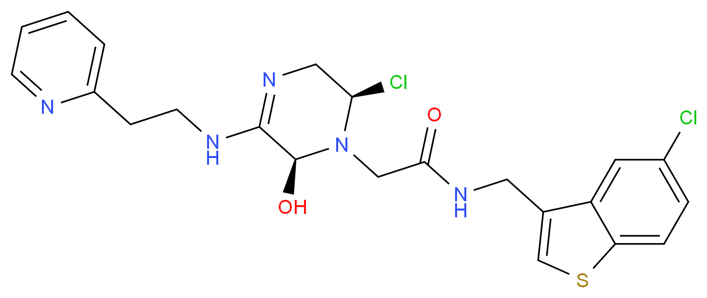 N-(5-CHLORO-BENZO[B]THIOPHEN-3-YLMETHYL)-2-[6-CHLORO-OXO-3-(2-PYRIDIN-2-YL-ETHYLAMINO)-2H-PYRAZIN-1-YL]-ACETAMIDE_Molecular_structure_CAS_)