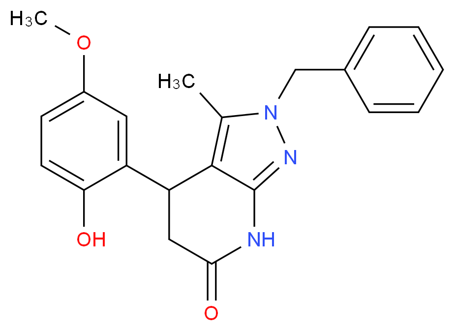 2-benzyl-4-(2-hydroxy-5-methoxyphenyl)-3-methyl-2,4,5,7-tetrahydro-6H-pyrazolo[3,4-b]pyridin-6-one_Molecular_structure_CAS_)