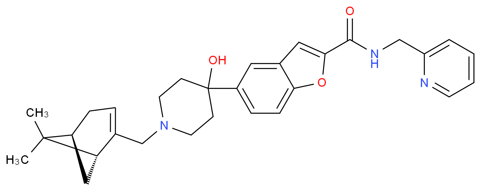 5-(1-{[(1R,5S)-6,6-dimethylbicyclo[3.1.1]hept-2-en-2-yl]methyl}-4-hydroxy-4-piperidinyl)-N-(2-pyridinylmethyl)-1-benzofuran-2-carboxamide_Molecular_structure_CAS_)