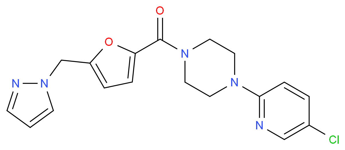 1-(5-chloro-2-pyridinyl)-4-[5-(1H-pyrazol-1-ylmethyl)-2-furoyl]piperazine_Molecular_structure_CAS_)