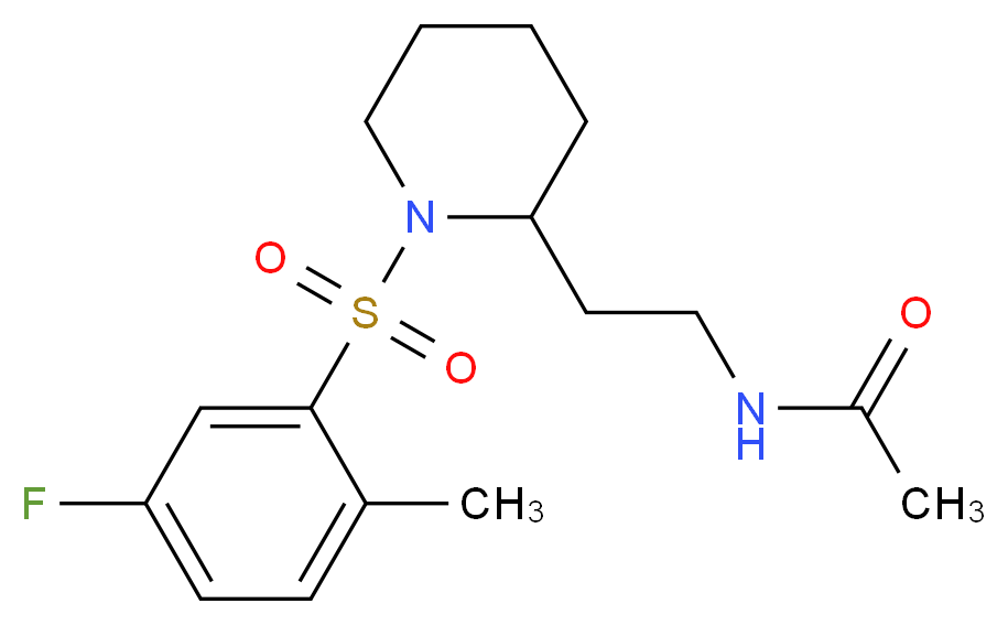 N-(2-{1-[(5-fluoro-2-methylphenyl)sulfonyl]-2-piperidinyl}ethyl)acetamide_Molecular_structure_CAS_)
