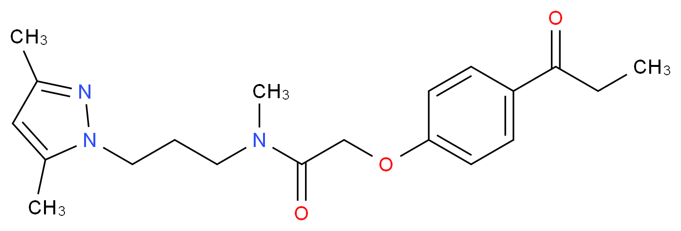 N-[3-(3,5-dimethyl-1H-pyrazol-1-yl)propyl]-N-methyl-2-(4-propionylphenoxy)acetamide_Molecular_structure_CAS_)
