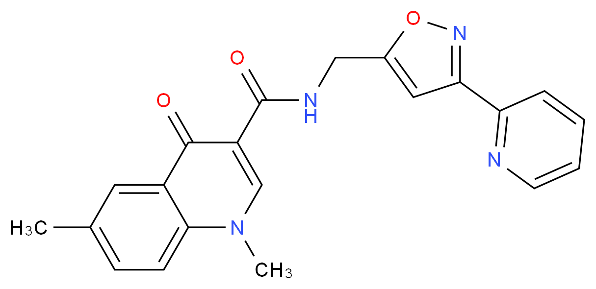 1,6-dimethyl-4-oxo-N-[(3-pyridin-2-ylisoxazol-5-yl)methyl]-1,4-dihydroquinoline-3-carboxamide_Molecular_structure_CAS_)