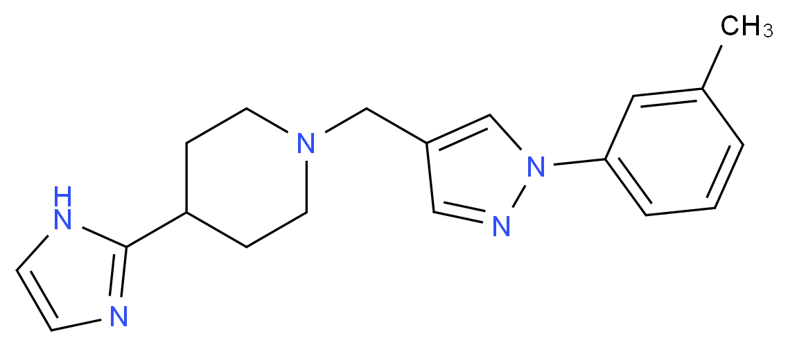 4-(1H-imidazol-2-yl)-1-{[1-(3-methylphenyl)-1H-pyrazol-4-yl]methyl}piperidine_Molecular_structure_CAS_)