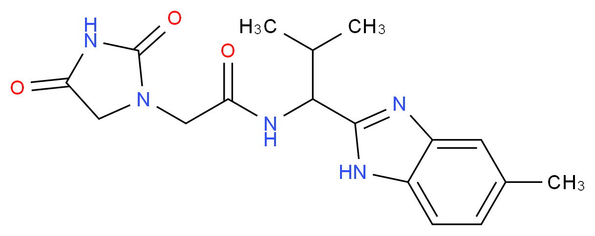 2-(2,4-dioxoimidazolidin-1-yl)-N-[2-methyl-1-(5-methyl-1H-benzimidazol-2-yl)propyl]acetamide_Molecular_structure_CAS_)