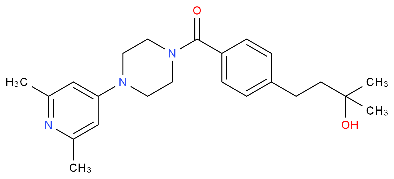 4-(4-{[4-(2,6-dimethyl-4-pyridinyl)-1-piperazinyl]carbonyl}phenyl)-2-methyl-2-butanol_Molecular_structure_CAS_)