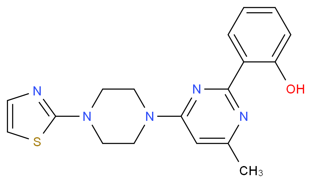 2-{4-methyl-6-[4-(1,3-thiazol-2-yl)piperazin-1-yl]pyrimidin-2-yl}phenol_Molecular_structure_CAS_)
