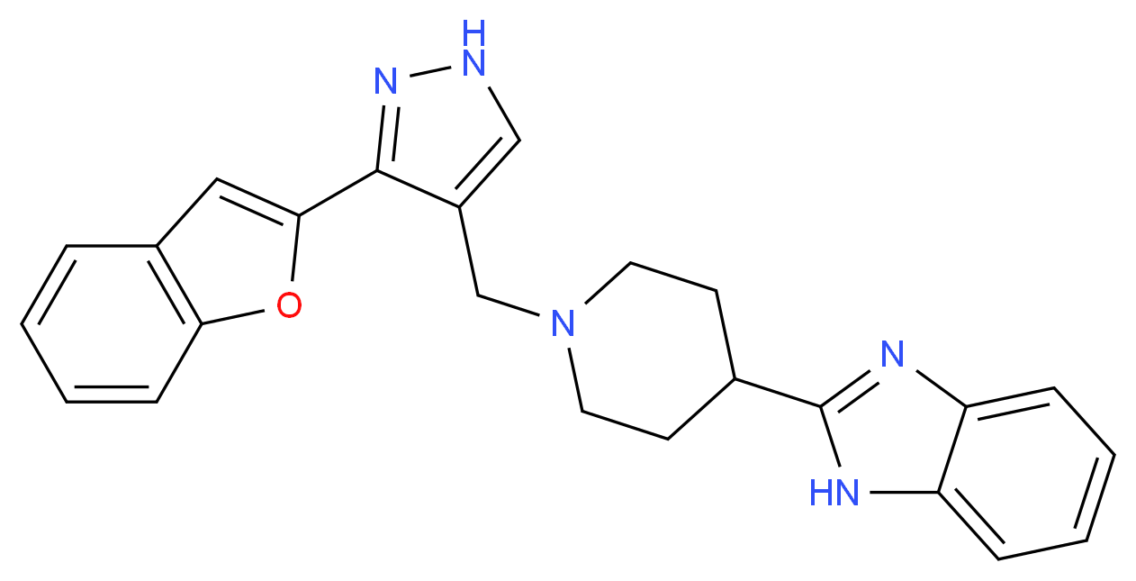 2-(1-{[3-(1-benzofuran-2-yl)-1H-pyrazol-4-yl]methyl}-4-piperidinyl)-1H-benzimidazole_Molecular_structure_CAS_)