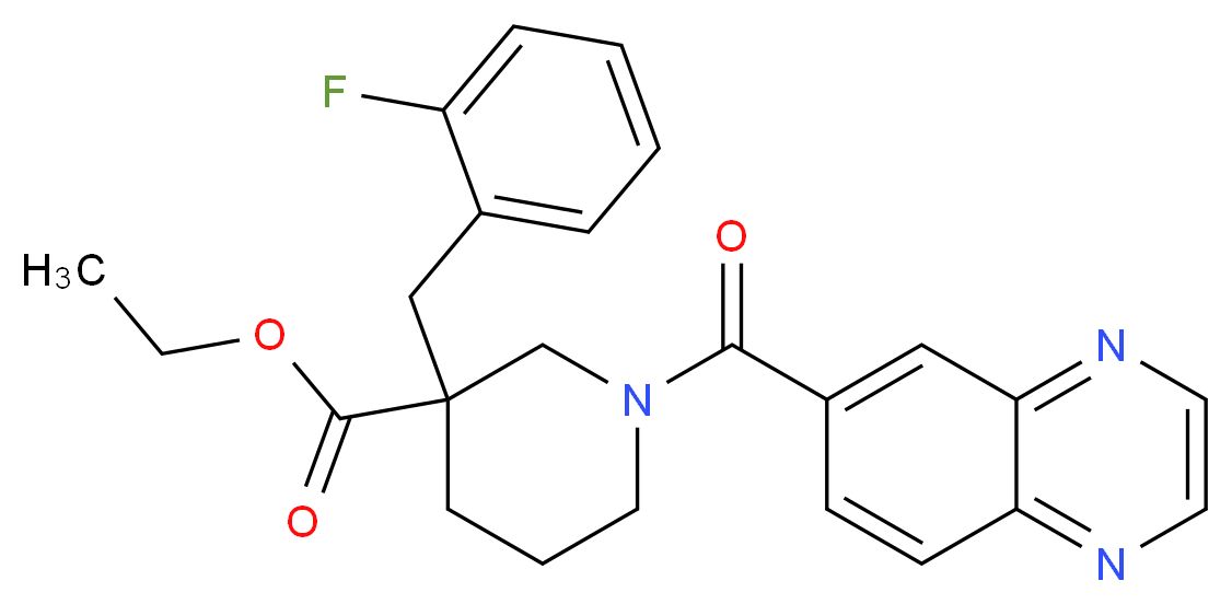 ethyl 3-(2-fluorobenzyl)-1-(6-quinoxalinylcarbonyl)-3-piperidinecarboxylate_Molecular_structure_CAS_)