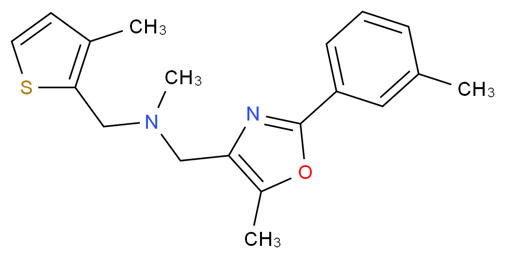 N-methyl-1-[5-methyl-2-(3-methylphenyl)-1,3-oxazol-4-yl]-N-[(3-methyl-2-thienyl)methyl]methanamine_Molecular_structure_CAS_)