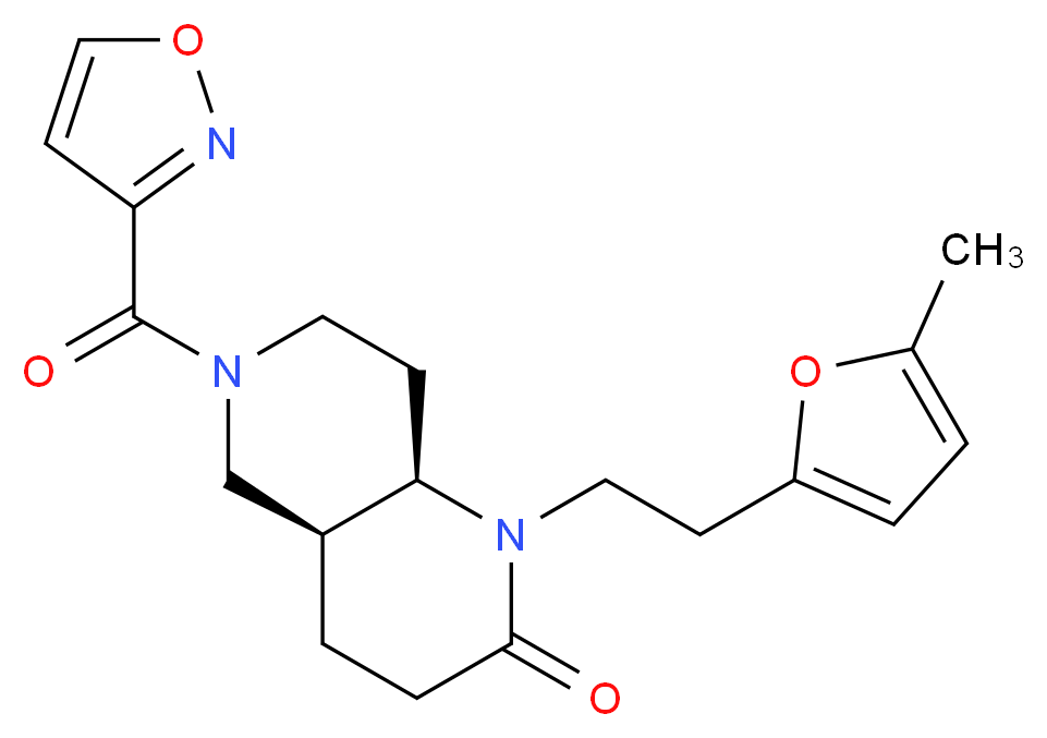 (4aS*,8aR*)-6-(isoxazol-3-ylcarbonyl)-1-[2-(5-methyl-2-furyl)ethyl]octahydro-1,6-naphthyridin-2(1H)-one_Molecular_structure_CAS_)