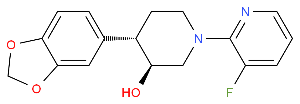 (3S*,4S*)-4-(1,3-benzodioxol-5-yl)-1-(3-fluoropyridin-2-yl)piperidin-3-ol_Molecular_structure_CAS_)