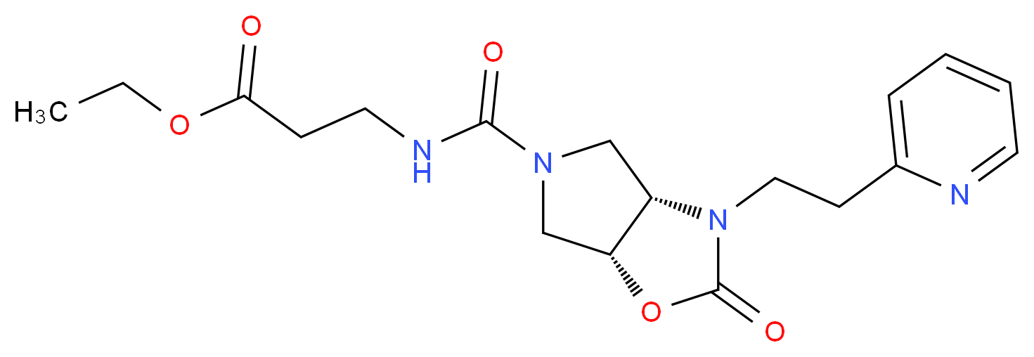 ethyl 3-[({(3aS*,6aR*)-2-oxo-3-[2-(2-pyridinyl)ethyl]hexahydro-5H-pyrrolo[3,4-d][1,3]oxazol-5-yl}carbonyl)amino]propanoate_Molecular_structure_CAS_)