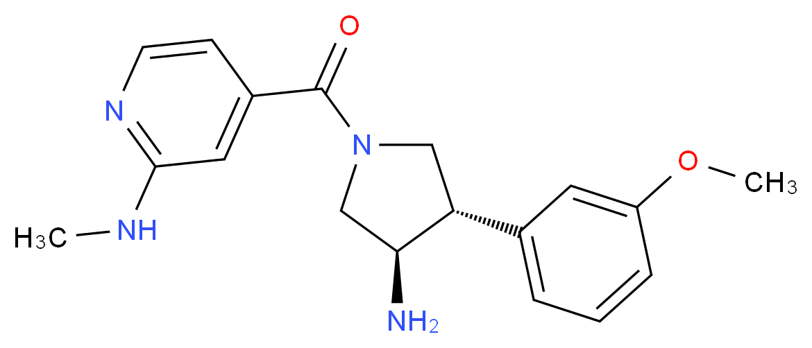 4-{[(3R*,4S*)-3-amino-4-(3-methoxyphenyl)pyrrolidin-1-yl]carbonyl}-N-methylpyridin-2-amine_Molecular_structure_CAS_)