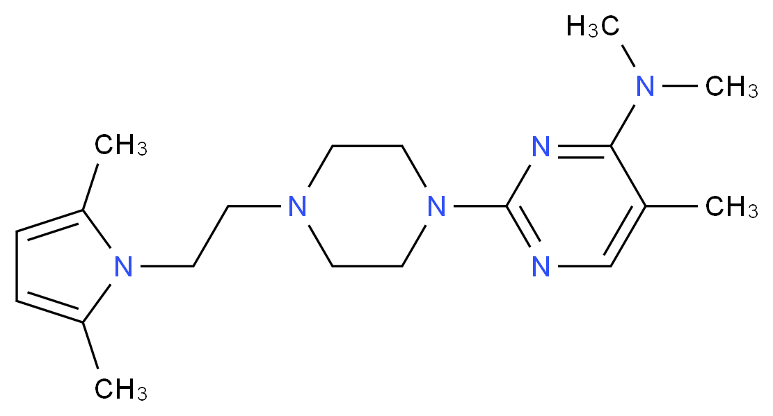 2-{4-[2-(2,5-dimethyl-1H-pyrrol-1-yl)ethyl]piperazin-1-yl}-N,N,5-trimethylpyrimidin-4-amine_Molecular_structure_CAS_)