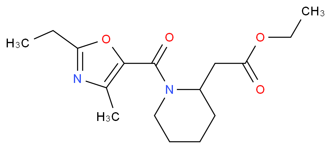 ethyl {1-[(2-ethyl-4-methyl-1,3-oxazol-5-yl)carbonyl]-2-piperidinyl}acetate_Molecular_structure_CAS_)