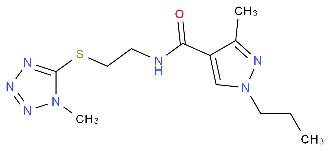 3-methyl-N-{2-[(1-methyl-1H-tetrazol-5-yl)thio]ethyl}-1-propyl-1H-pyrazole-4-carboxamide_Molecular_structure_CAS_)