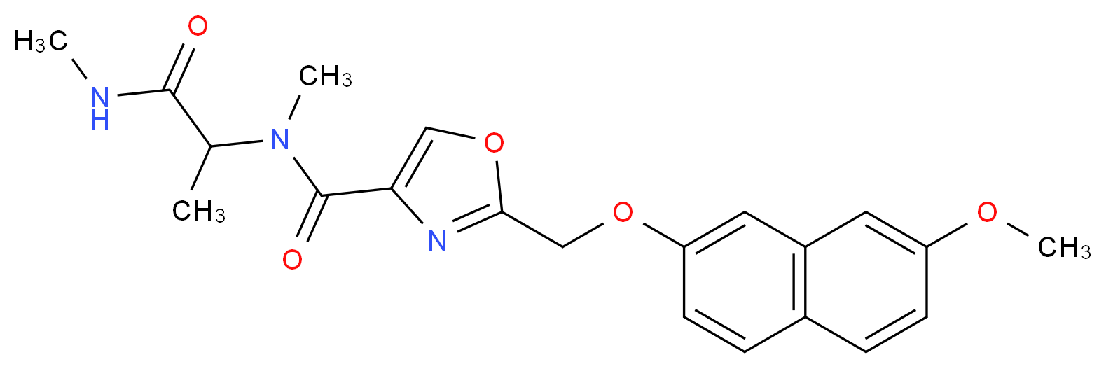 2-{[(7-methoxy-2-naphthyl)oxy]methyl}-N-methyl-N-[1-methyl-2-(methylamino)-2-oxoethyl]-1,3-oxazole-4-carboxamide (non-preferred name)_Molecular_structure_CAS_)