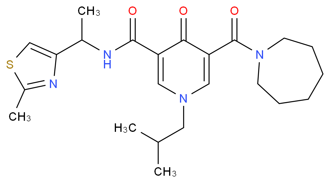 5-(1-azepanylcarbonyl)-1-isobutyl-N-[1-(2-methyl-1,3-thiazol-4-yl)ethyl]-4-oxo-1,4-dihydro-3-pyridinecarboxamide_Molecular_structure_CAS_)