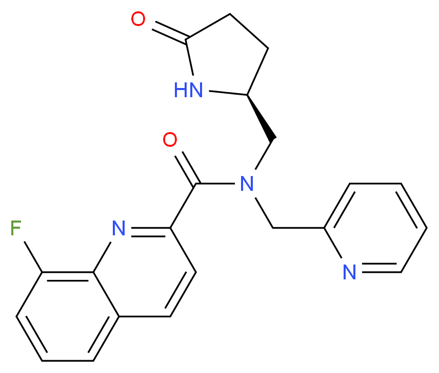 8-fluoro-N-{[(2S)-5-oxo-2-pyrrolidinyl]methyl}-N-(2-pyridinylmethyl)-2-quinolinecarboxamide_Molecular_structure_CAS_)