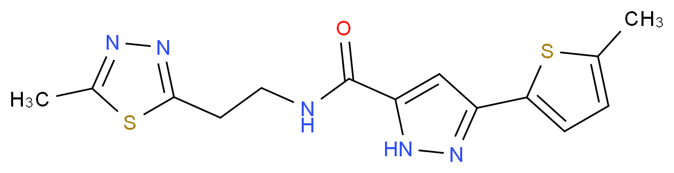 N-[2-(5-methyl-1,3,4-thiadiazol-2-yl)ethyl]-3-(5-methyl-2-thienyl)-1H-pyrazole-5-carboxamide_Molecular_structure_CAS_)