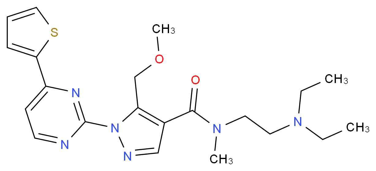 N-[2-(diethylamino)ethyl]-5-(methoxymethyl)-N-methyl-1-[4-(2-thienyl)-2-pyrimidinyl]-1H-pyrazole-4-carboxamide_Molecular_structure_CAS_)