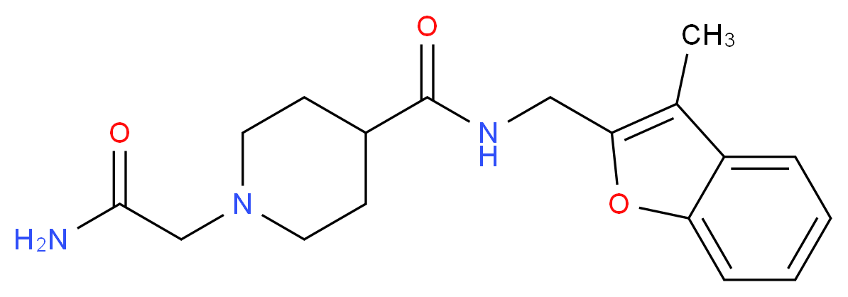 1-(2-amino-2-oxoethyl)-N-[(3-methyl-1-benzofuran-2-yl)methyl]-4-piperidinecarboxamide_Molecular_structure_CAS_)