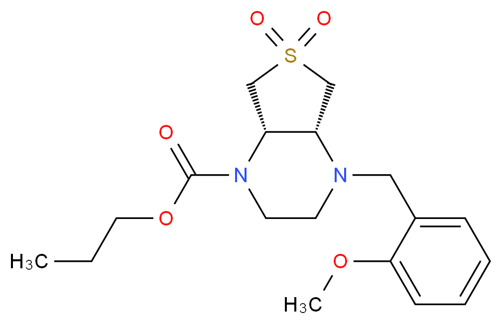 propyl (4aR*,7aS*)-4-(2-methoxybenzyl)hexahydrothieno[3,4-b]pyrazine-1(2H)-carboxylate 6,6-dioxide_Molecular_structure_CAS_)
