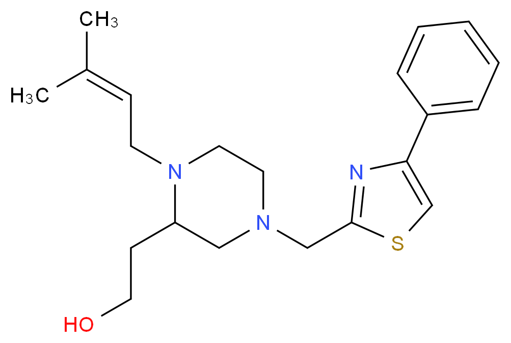 2-{1-(3-methyl-2-buten-1-yl)-4-[(4-phenyl-1,3-thiazol-2-yl)methyl]-2-piperazinyl}ethanol_Molecular_structure_CAS_)