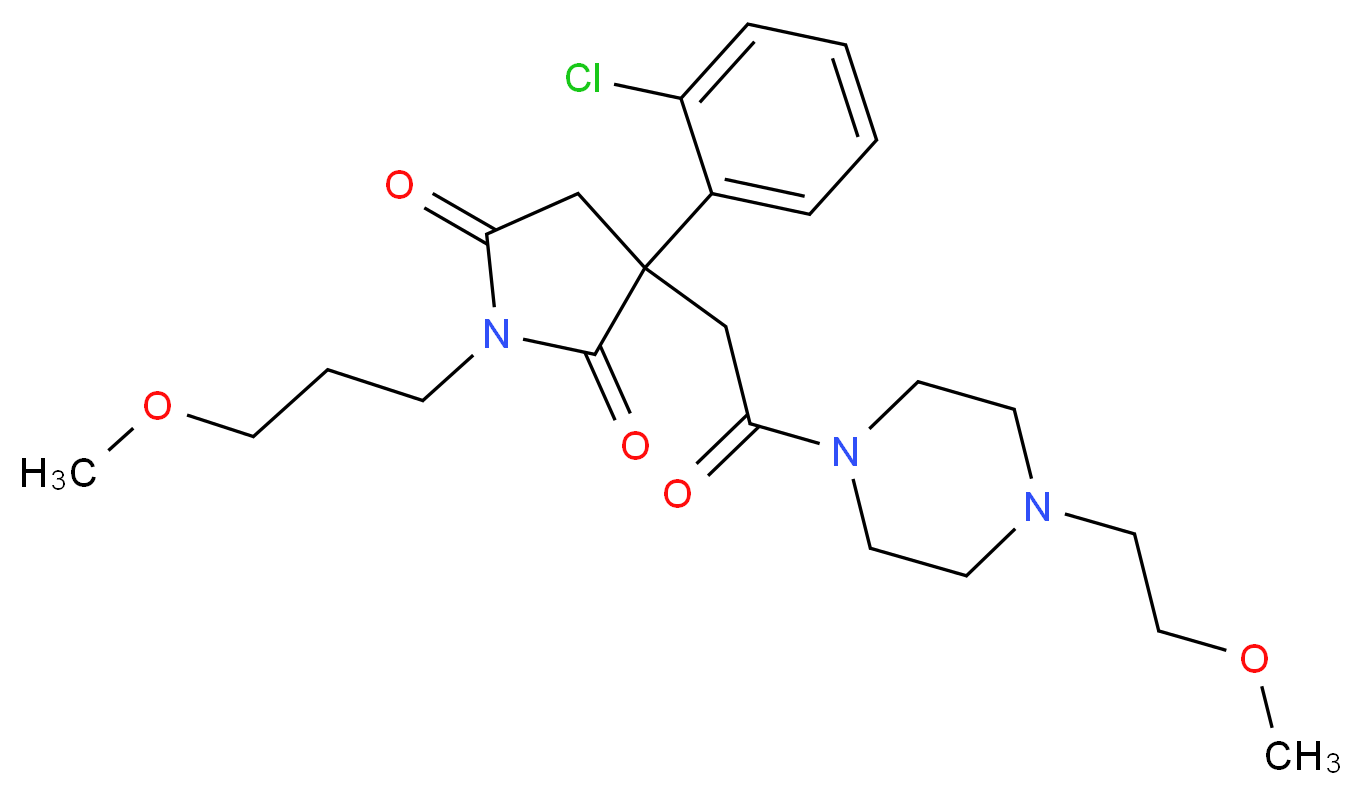 3-(2-chlorophenyl)-3-{2-[4-(2-methoxyethyl)-1-piperazinyl]-2-oxoethyl}-1-(3-methoxypropyl)-2,5-pyrrolidinedione_Molecular_structure_CAS_)