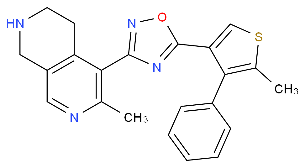 6-methyl-5-[5-(5-methyl-4-phenyl-3-thienyl)-1,2,4-oxadiazol-3-yl]-1,2,3,4-tetrahydro-2,7-naphthyridine_Molecular_structure_CAS_)