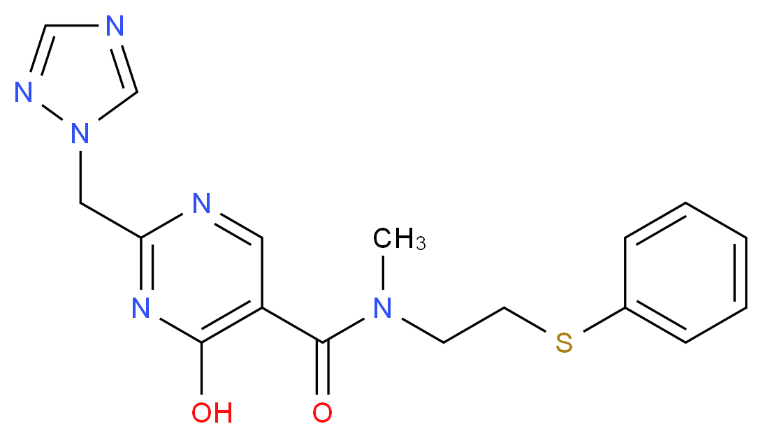 4-hydroxy-N-methyl-N-[2-(phenylthio)ethyl]-2-(1H-1,2,4-triazol-1-ylmethyl)pyrimidine-5-carboxamide_Molecular_structure_CAS_)