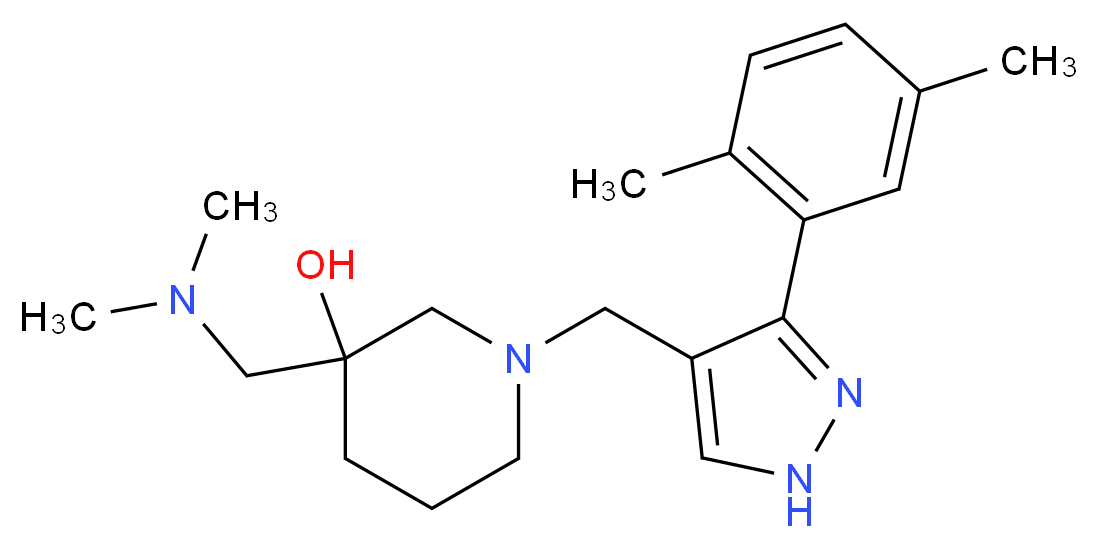 3-[(dimethylamino)methyl]-1-{[3-(2,5-dimethylphenyl)-1H-pyrazol-4-yl]methyl}-3-piperidinol_Molecular_structure_CAS_)