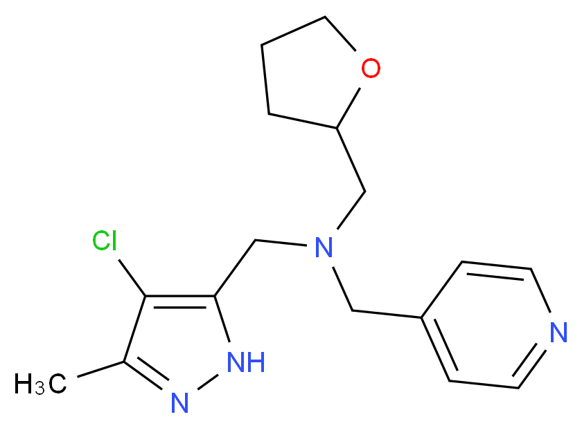 1-(4-chloro-3-methyl-1H-pyrazol-5-yl)-N-(pyridin-4-ylmethyl)-N-(tetrahydrofuran-2-ylmethyl)methanamine_Molecular_structure_CAS_)