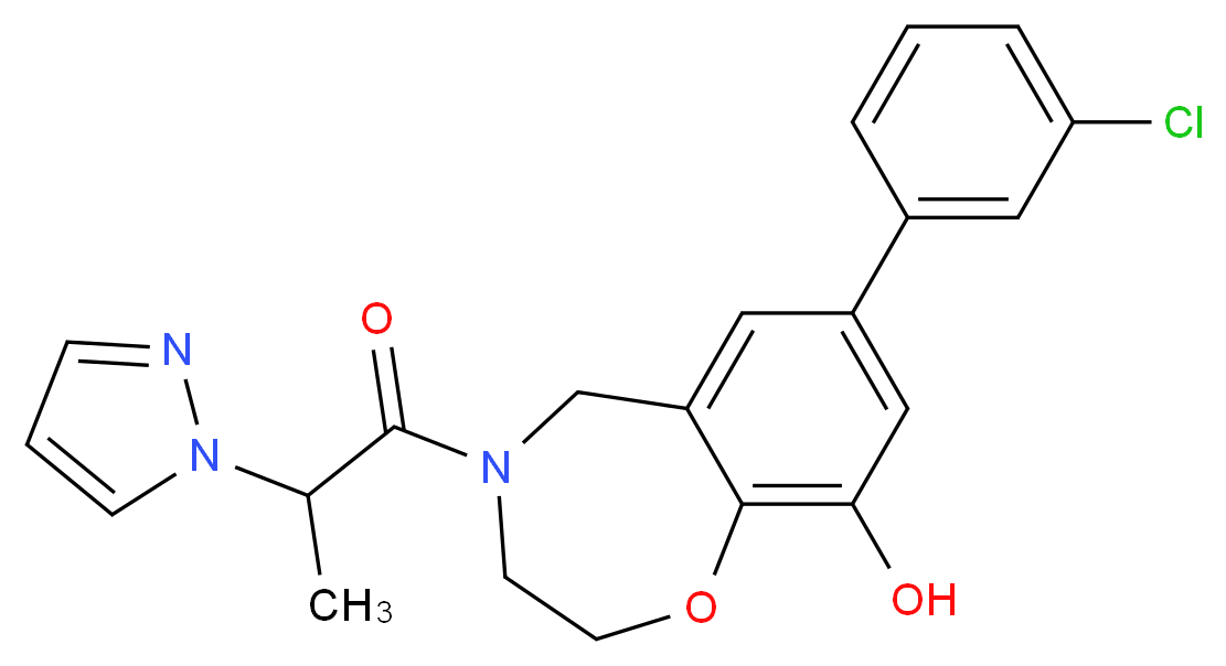 7-(3-chlorophenyl)-4-[2-(1H-pyrazol-1-yl)propanoyl]-2,3,4,5-tetrahydro-1,4-benzoxazepin-9-ol_Molecular_structure_CAS_)