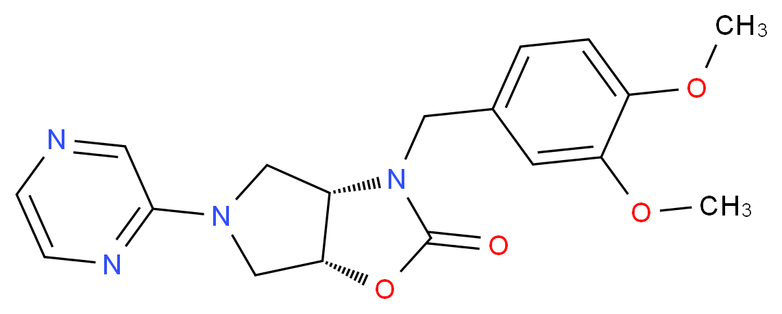 (3aS*,6aR*)-3-(3,4-dimethoxybenzyl)-5-(2-pyrazinyl)hexahydro-2H-pyrrolo[3,4-d][1,3]oxazol-2-one_Molecular_structure_CAS_)