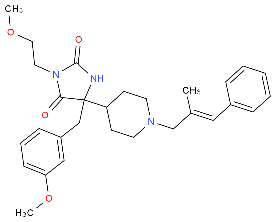 5-(3-methoxybenzyl)-3-(2-methoxyethyl)-5-{1-[(2E)-2-methyl-3-phenyl-2-propen-1-yl]-4-piperidinyl}-2,4-imidazolidinedione_Molecular_structure_CAS_)