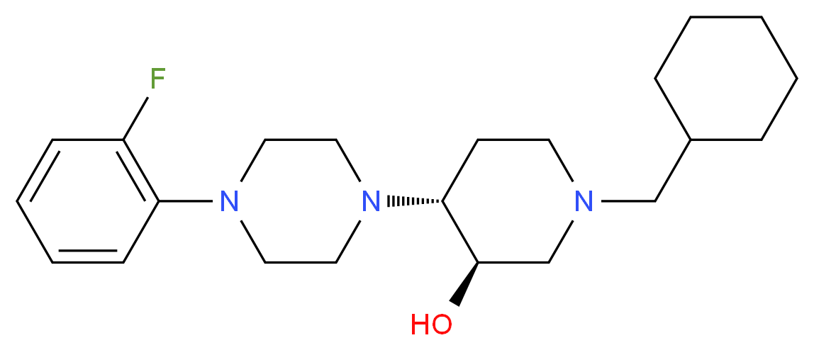(3R*,4R*)-1-(cyclohexylmethyl)-4-[4-(2-fluorophenyl)-1-piperazinyl]-3-piperidinol_Molecular_structure_CAS_)